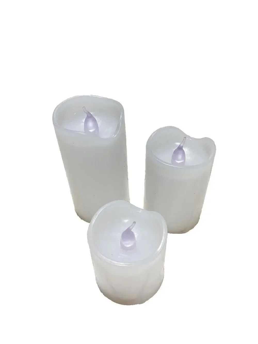 3 Piece White Pillar Style Battery LED Candle Set Flameless Decorative Lights